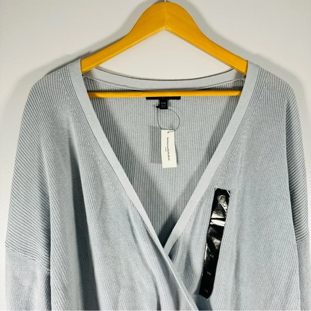 NWT Banana Republic Forever Wrap Sweater Comfy Light Blue Knit Women's - Picture 3 of 8